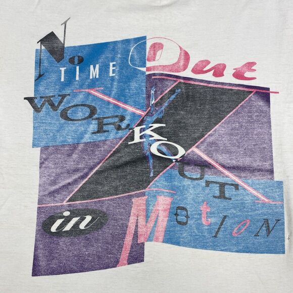 No Time Out Workout T Shirt Retro In Motion Single Stitch Y2K Men’s Size XL - Picture 3 of 7